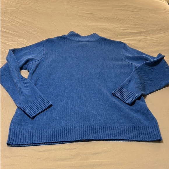 Blue Cable Knit Zip-Up Sweater - Picture 3 of 4